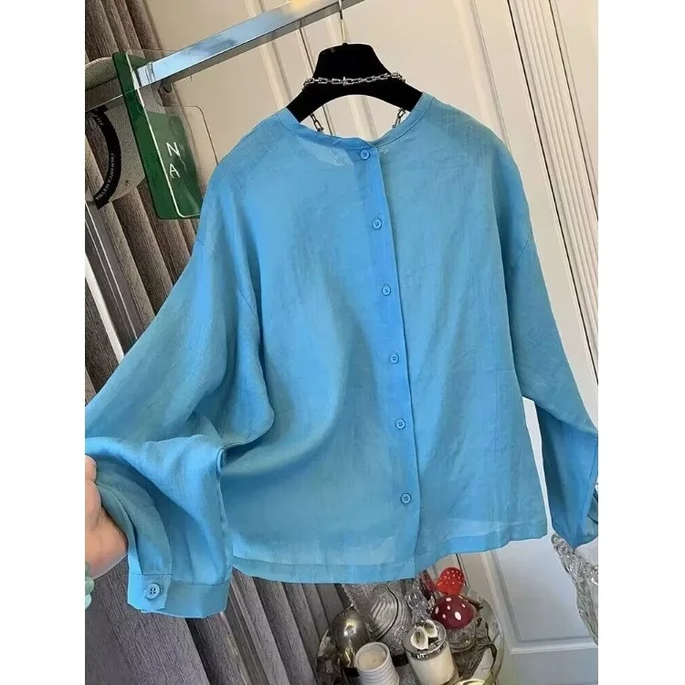 Ele Lazy Silk Long Sve irt Primavera Autunno Design ampio Sensation Protezione solare Cardigan aperto Top da donna