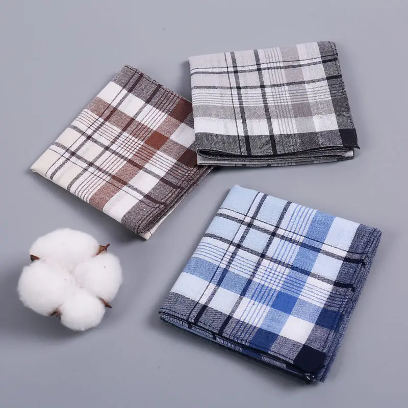 Men's Pure Cotton Stitching Handkerchief Set