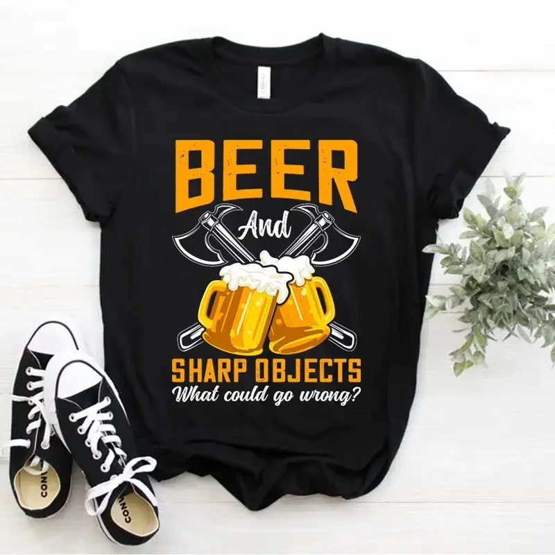 Axe Throwing Dad Funny Beer Hatchet Lumberjack Hobby Gift T Shirt Size S 5xl