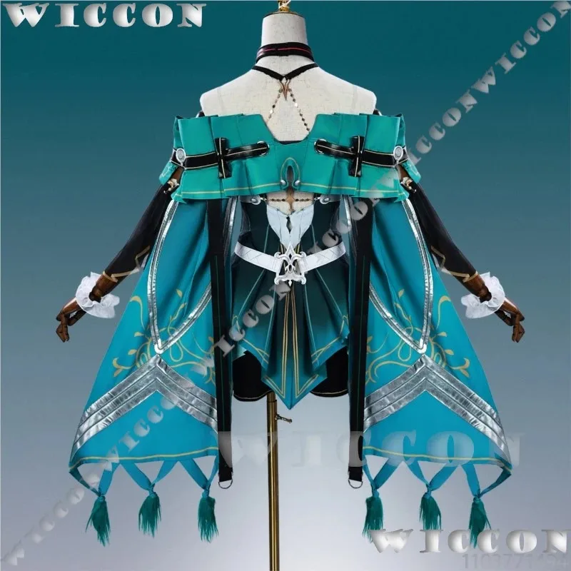 

asdh8@Ciaccona Wuthering Waves Game Cosplay Clothes Green Dress Headwear Red Wig Cos Prop Woman Girl Summer Suit Halloween Custo