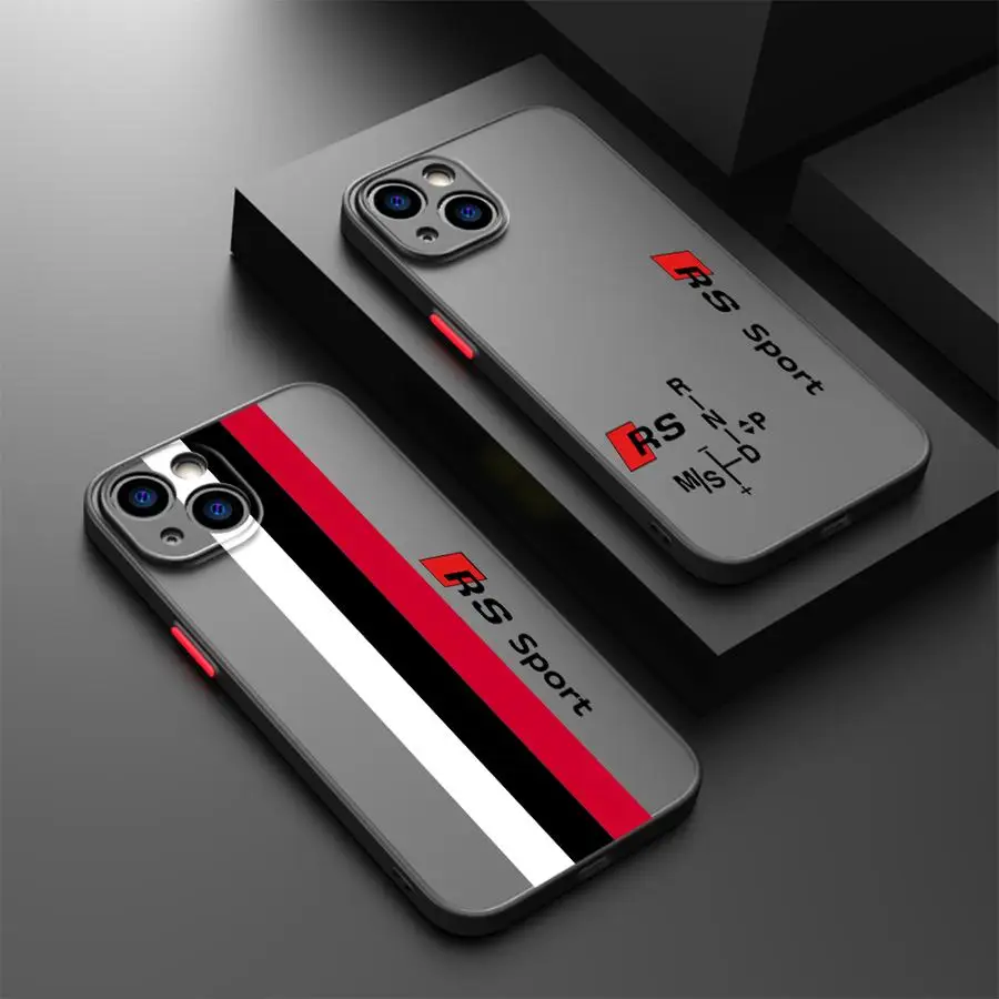 AD-RS Sports Power DI Logo Handyhülle für iPhone 15 16 Pro Max 14 Plus 12 13 11 Pro Max SE 7 8 14 Pro XR XS Mattschwarzer Rand