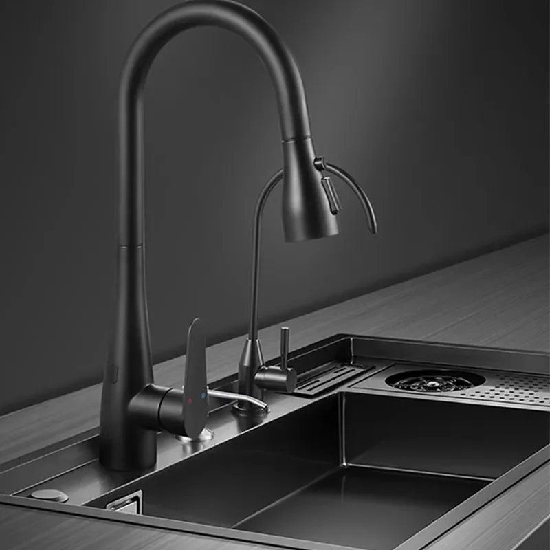 Black Step Undermount Multi Function Single Bowl 304 Stainless Steel Kitchen Sink with Cup Washer