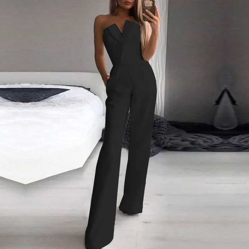 Mid Waist Patchwork Dress with Straight Leg Full Length Sleeveless Ethnic Style Literary Retro Women Jumpsuit Spring Long Pants