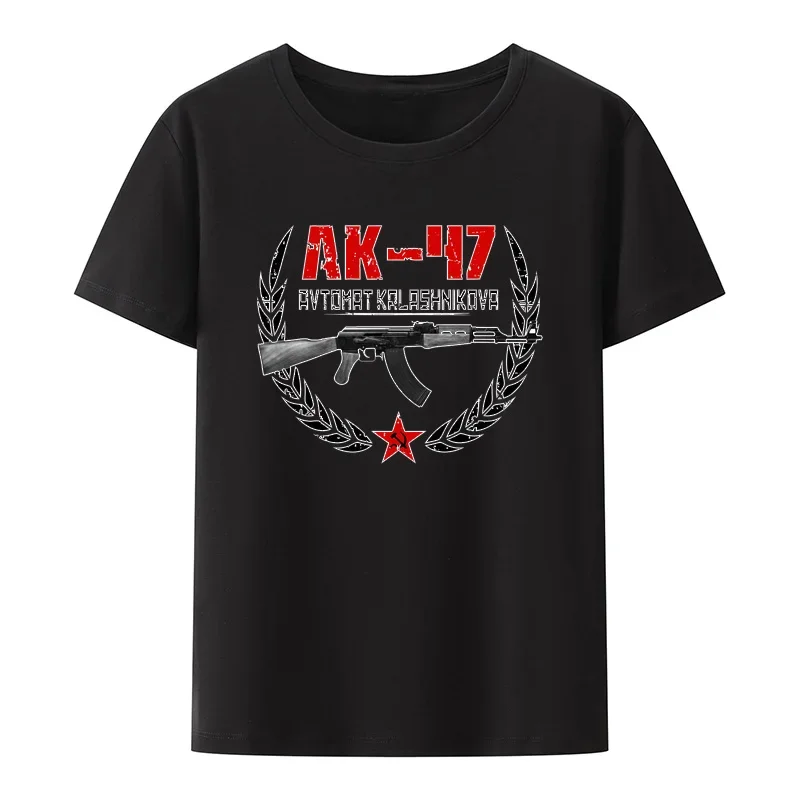 

Russian Rifle Kalashnikov Ak 47 Printing Tees Summer Short-sleev Creative Breathable Street Fashion Tops Men Loose Modal T Shirt