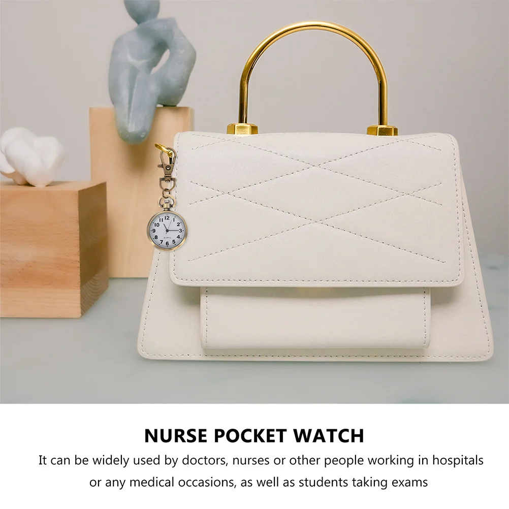 2Pcs Hanging Nurse Pocket Watch Keychain Large Dial Design Clip for Nurses Travel Work Convenient Accurate Time