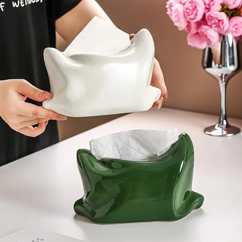 Creativity Ceramic Tissue Box Interesting Storage Box Tissues TV Cabinet Center  Convenient Organizing Home Room Desktop Decor