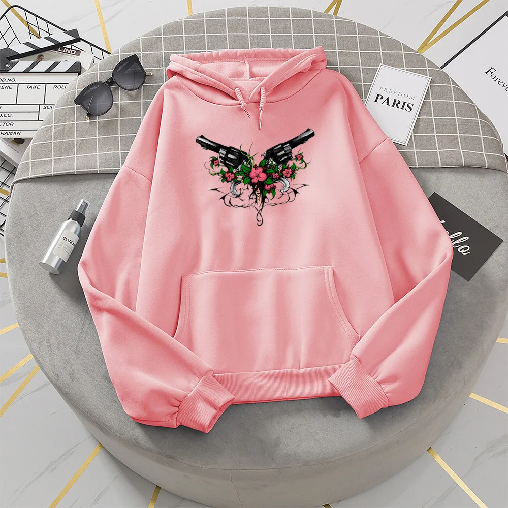 Oversize Punk Hoodies Women Printed Guns'N Rose Womens Funny Hoodie Winter Aesthetic Hoody Sweatshirt graphic hoodies clothing