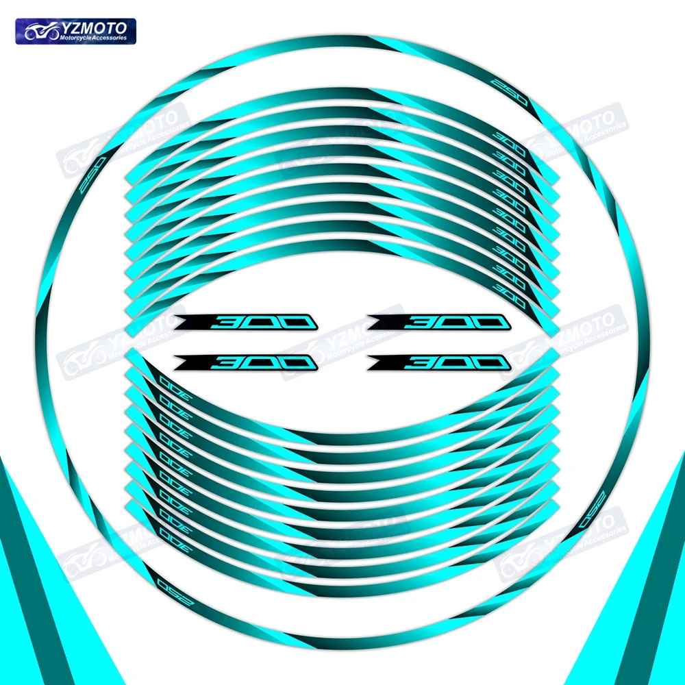 

For Z300 Motorcycle Accessories Sticker 17 Inch Front And Rear Wheel Hub Decal Waterproof Reflective Decoration Rim Stickers