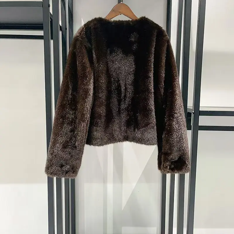 Women's Eco-Friendly Fur-Free Collar Jacket Stylish Casual Versatile Outerwear Warm Top Fall/Winter Season New Arrival 2025