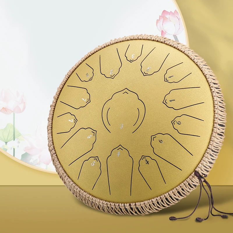 HLURU Steel Tongue Drum Music Drum 13 Inch 15 Notes D Tone 12 Inch 13 Notes C Tone Ethereal Drum Percussion Musical Instruments