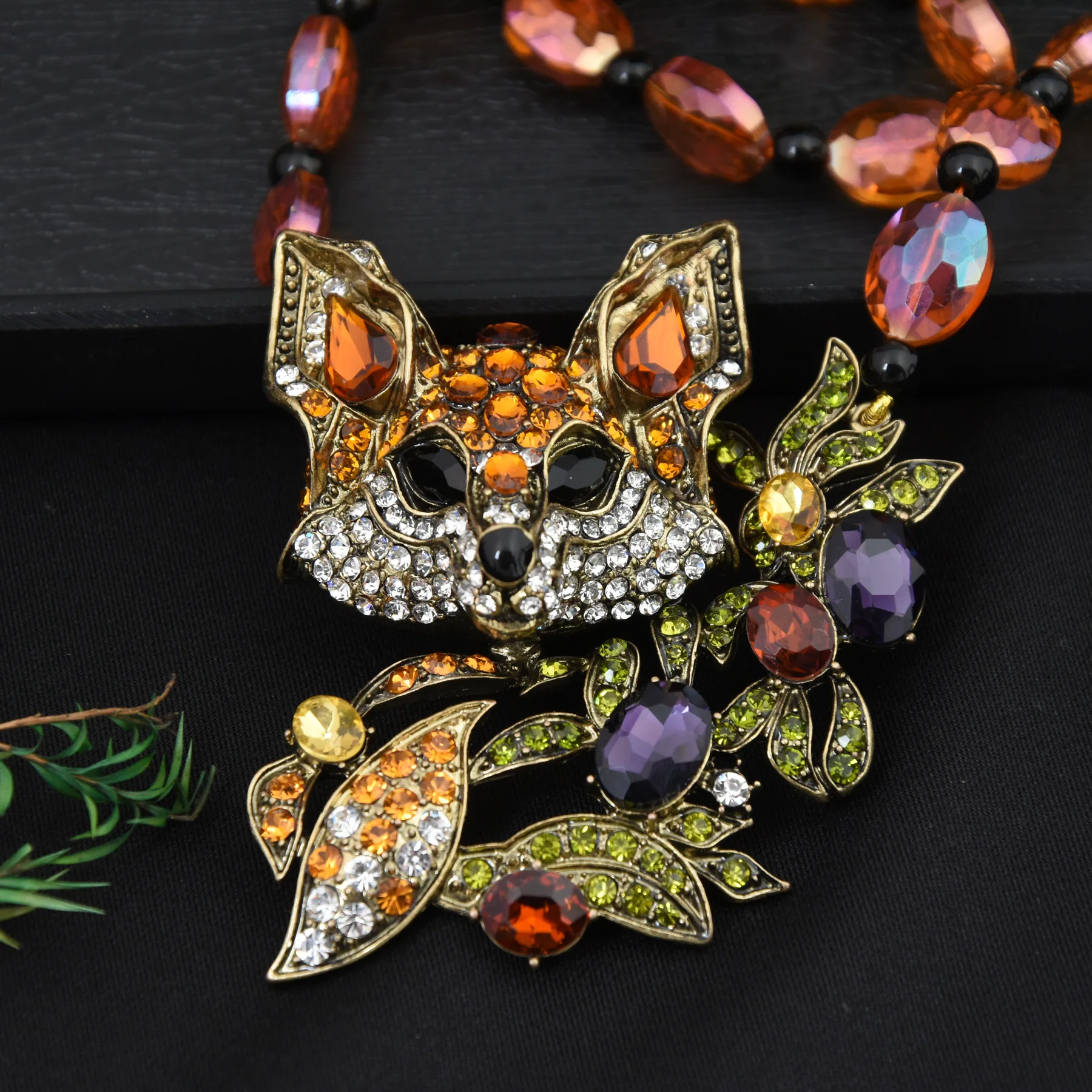 Fox Necklace Pendant Earrings Statement Jewelry Set for Women