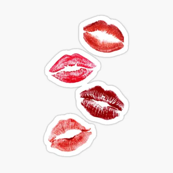 Lipstick Kisses  5PCS Stickers for Luggage Bumper Kid Window Anime Room Background Art Decorations Funny Decor  Living Room Home