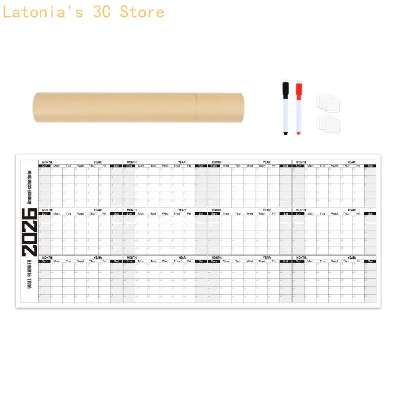 2026 Kalender mit Ganzjahresansicht, Wandplaner, 100 x 42 löschbarer Wandkalender, Jahresplaner für die tägliche Planung – Detail 5