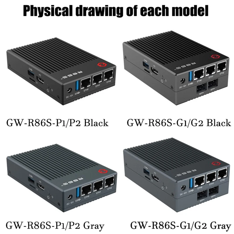 R86S 10-gigabit router optical port N5105 N5105 N6005 mini host multi-network port third-generation industrial personal computer