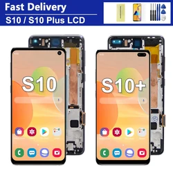 For Samsung S10 plus LCD with Frame Display Touch Screen Digitizer for G973 G973F/DS 100% Tested Compatible with S10+ G9750