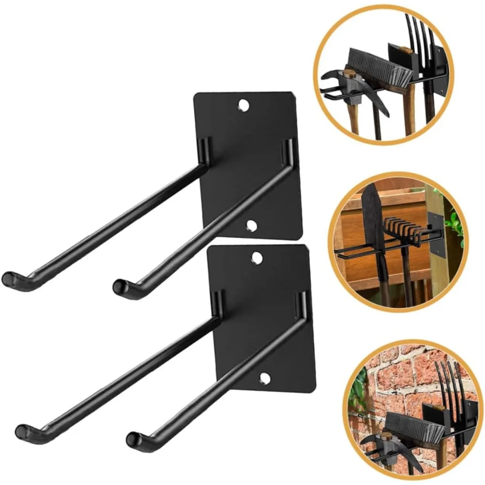 Wall Mount Broom and Mop Holder Organizer with 10 Iron Tools Storage Rack for Garden and Garage - Space-Saving Design