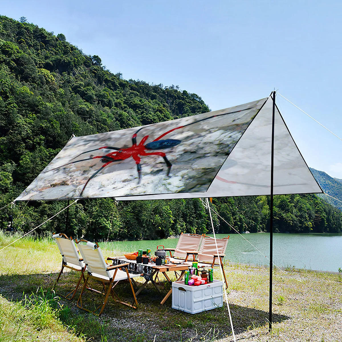 

Insect Spider Print Sunscreen and Rainproof Sunshade Canopy,Lightweight,Portable and Easy To Fold Tent For Beach Party Picnic