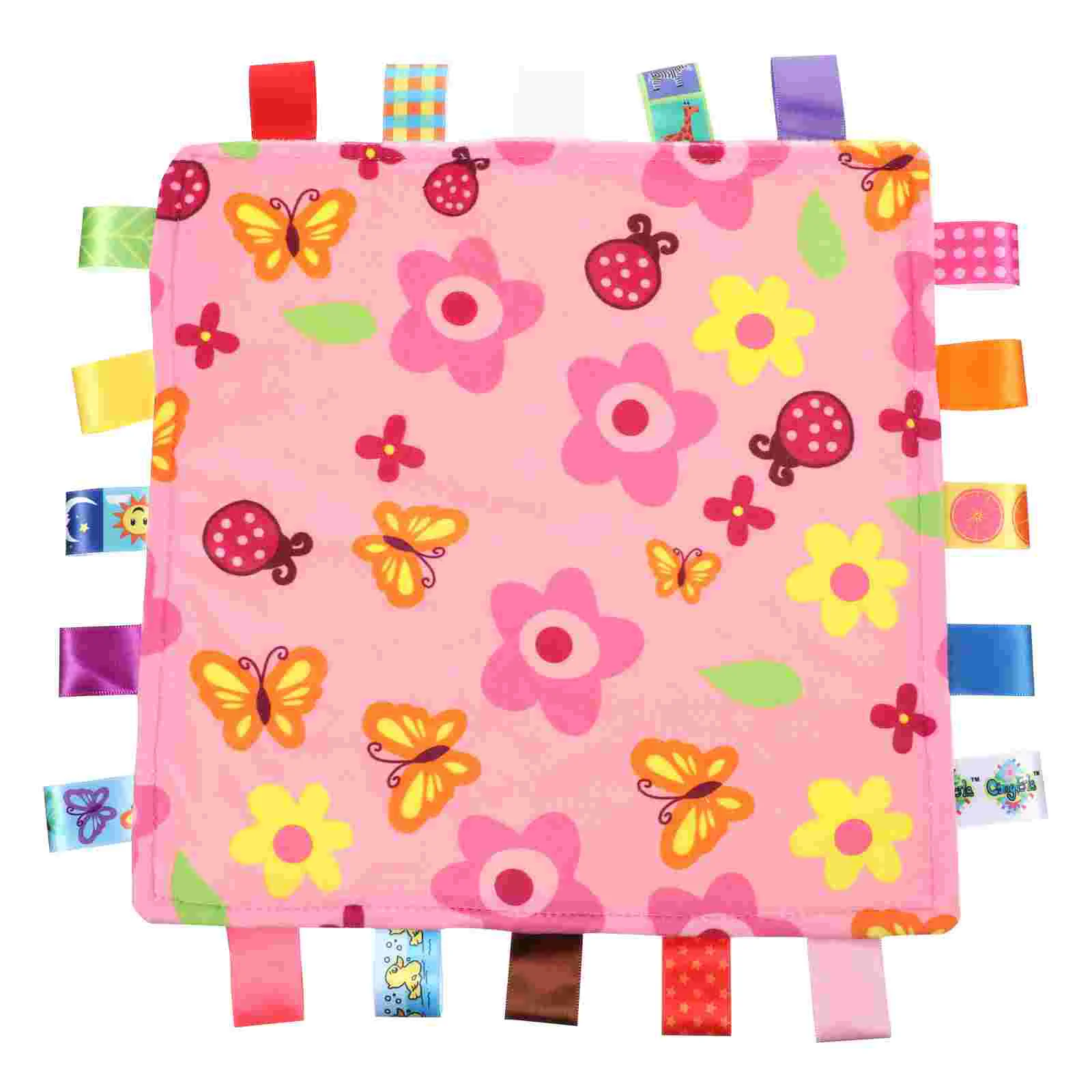 Labels Soothing Towel Security Comforter Toy Baby Blanket with Tags Newborn Pink