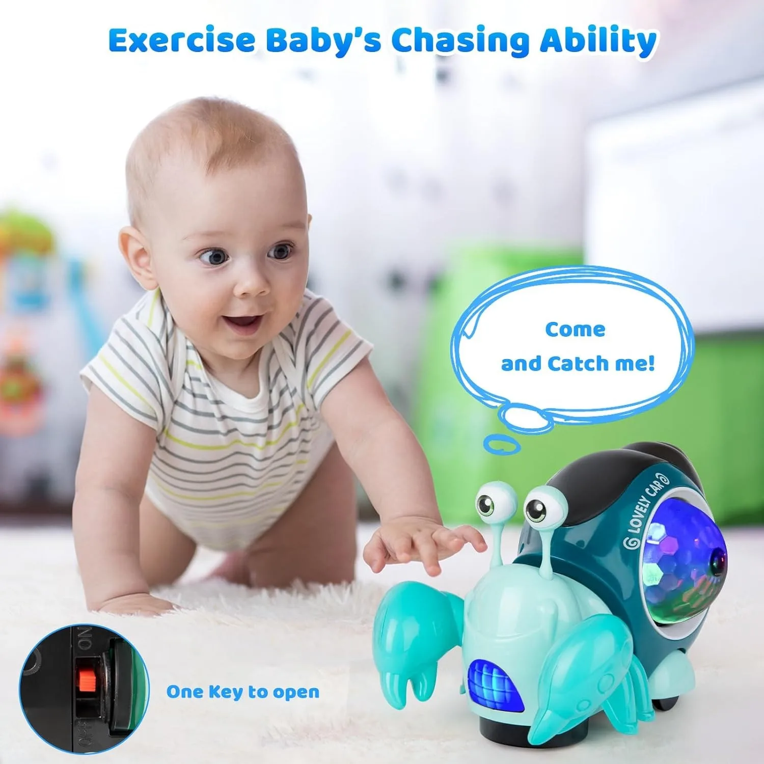 Electric Hermit Crab Universal Driving Lighting Music Novelty Toys Educational Early Education copy