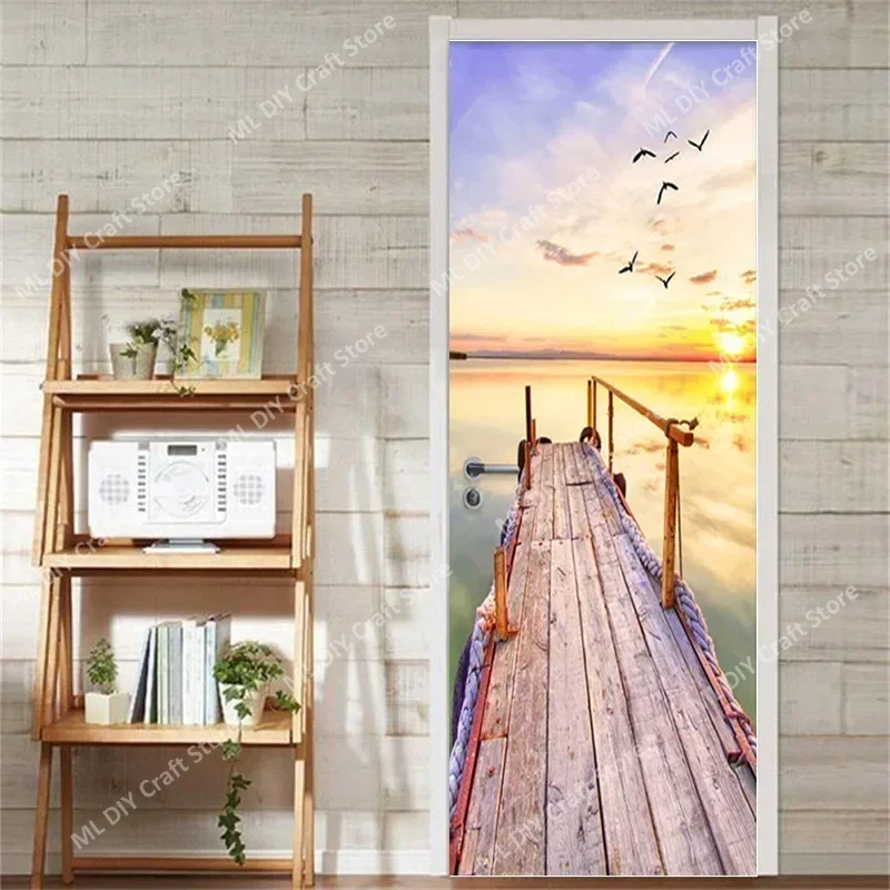 Kwiatowa samoprzylepna naklejka na drzwi do salonu dekoracja sypialni artystyczna tapeta wodoodporny plakat winylowy Home Decor naklejka ścienna