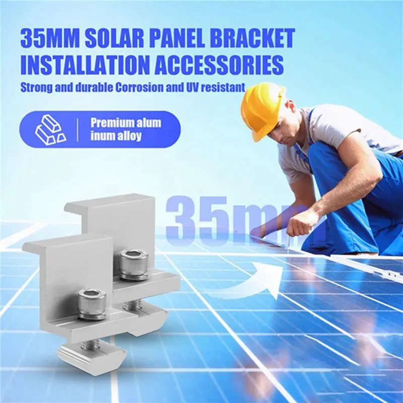 Solar Panel Mounting Brackets,16Pcs Aluminum Solar Panel End Clamp 30-45Mm Adjustable H, Solar Panel Mount-AT30