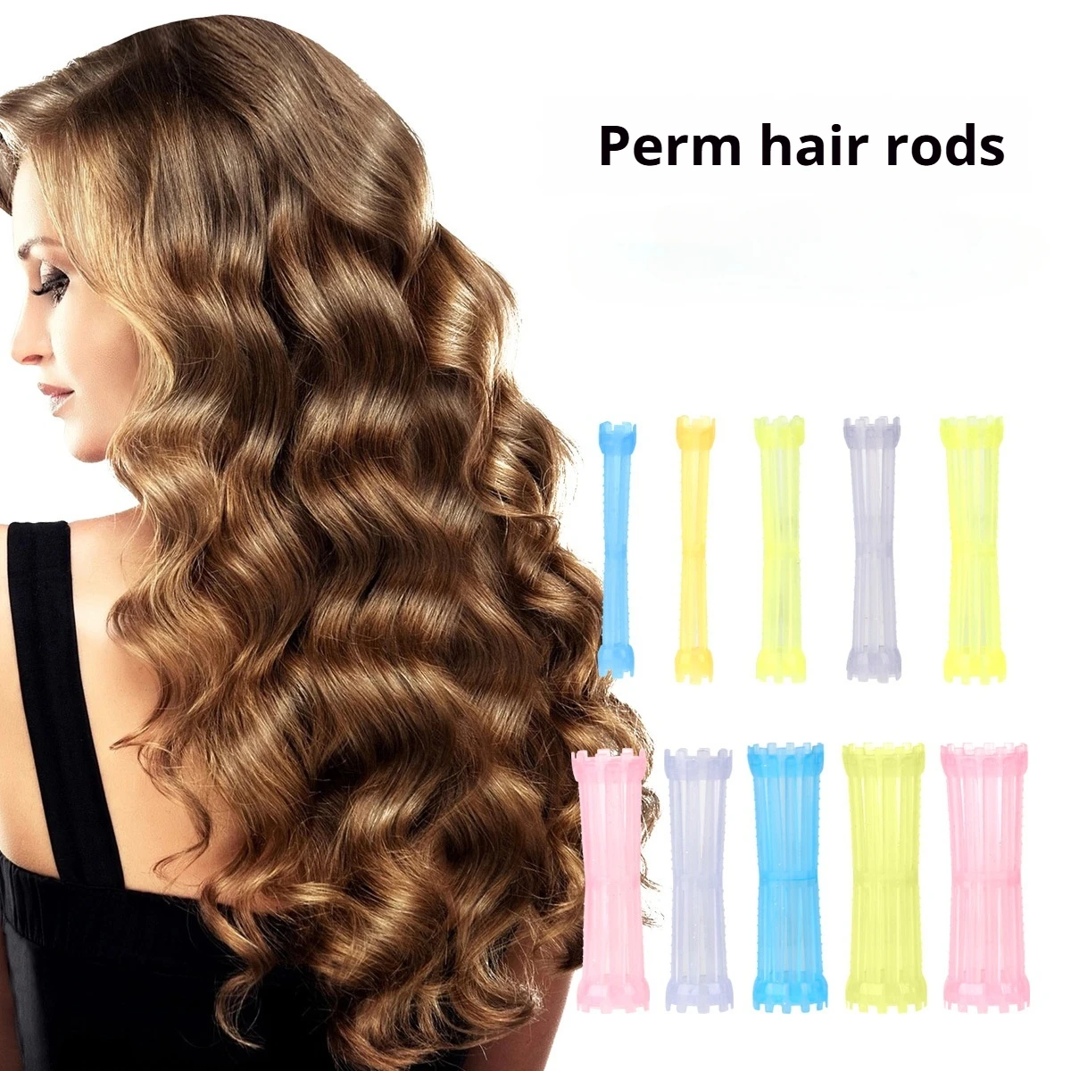 

10pcs Hair Perming Rods Crystal Bars Wave Rods Hair Curler No Heat Perming Rods Hair Curling Rollers Curlers Curling Hairs Tools