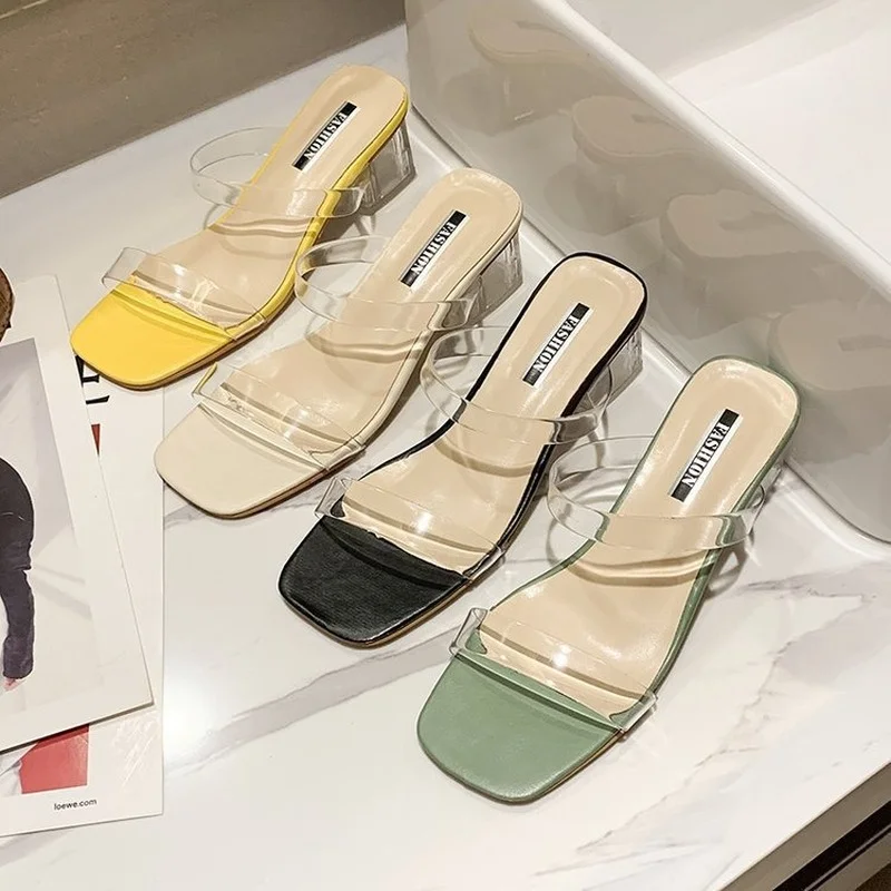 2022 Women High Heel Sandals Shoes Woman High Heels Gladiator Sandals Pumps Fashion Transparent Heels Sandalias De Mujer