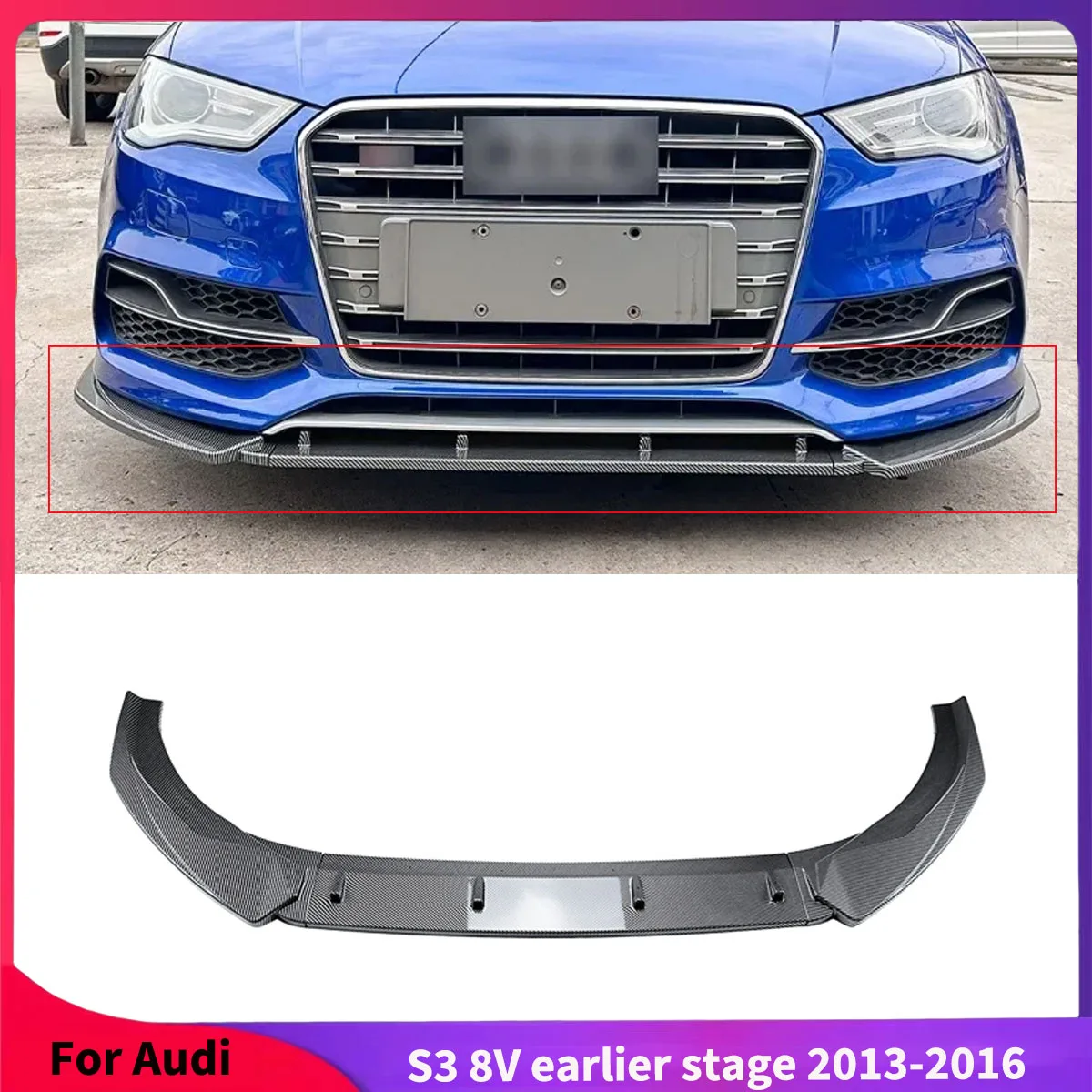 For Audi S3 8V Earlier Stage 2013-2016 Car Front Bumper Lip Body Kits Front Blade Splitter Protector Cover Accessories Tuning