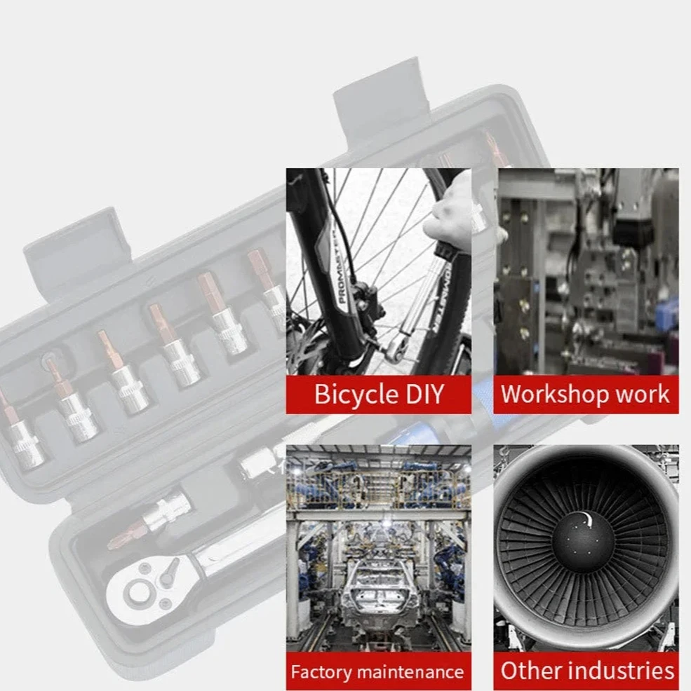 1/4" 2-24Nm Dual Direction Bike Allen Key Tool Socket Preset Type Spanner Pro Repair Tool Kit Bicycle Torque Wrench Set