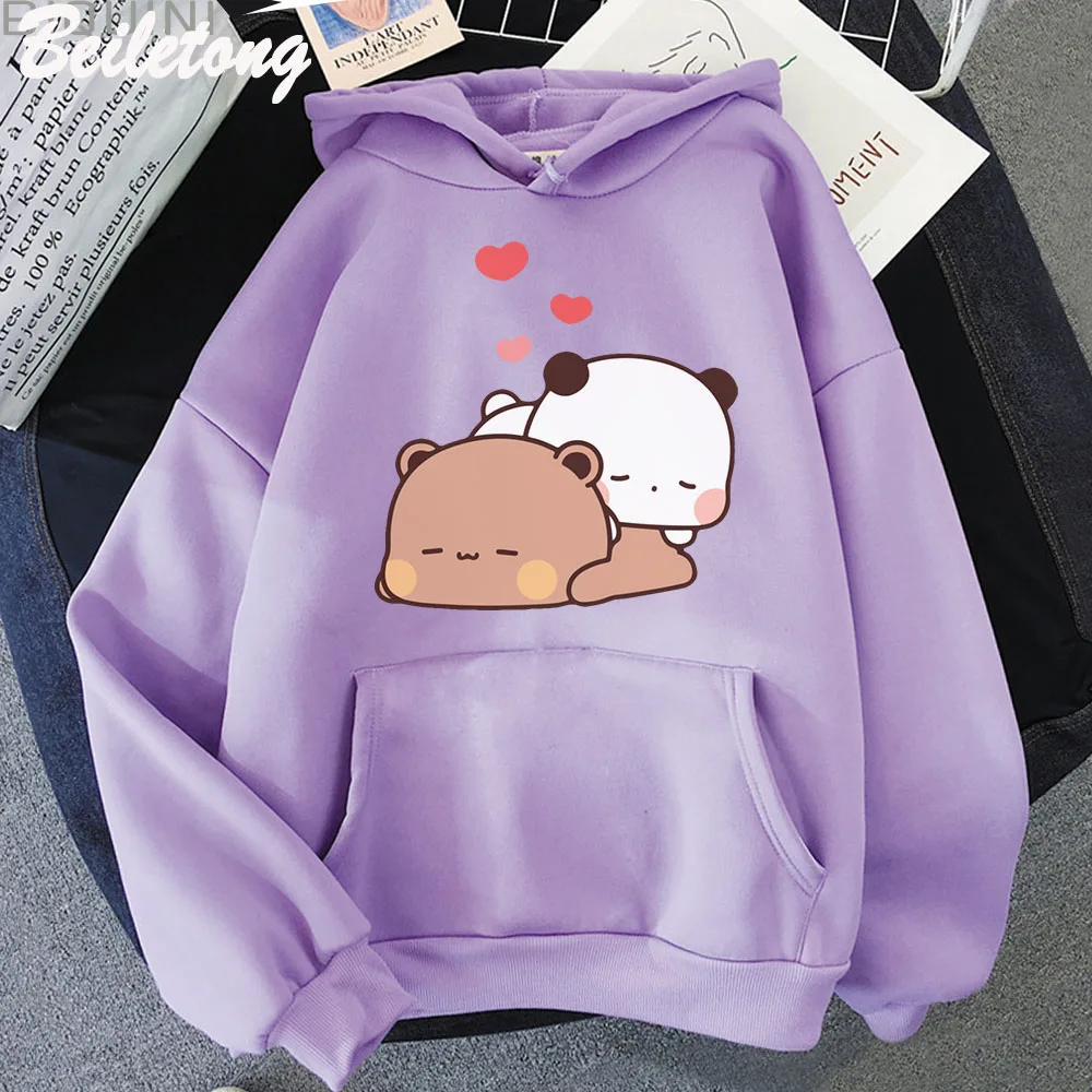 Panda Bear Bubu Dudu Cartoon Hoodie Sleep Cute Printed Clothes for Teens Loose Sweatshirt Spring Pullovers Pocket Female Casual