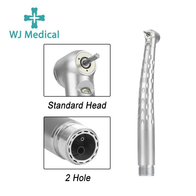 WJ Dental LED Hochgeschwindigkeits-Handstück mit integriertem E-Generator, Standardkopf, Druckknopf, 3 Wassersprays, 2/4 Löcher, rotierend