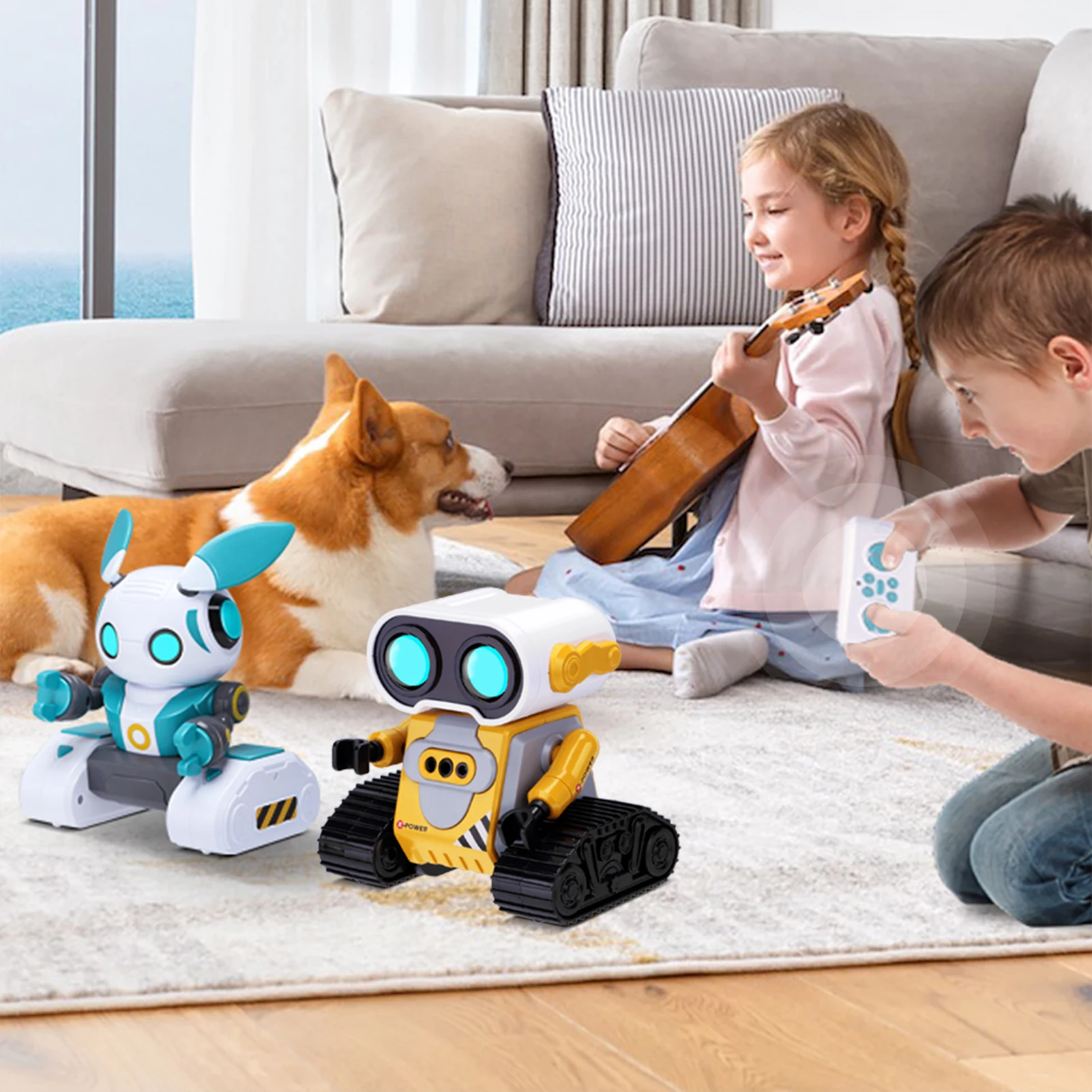 

Rechargeable Kids RC-Robots For Kids Remote Control Toy With Music Light For Indoor Outdoor