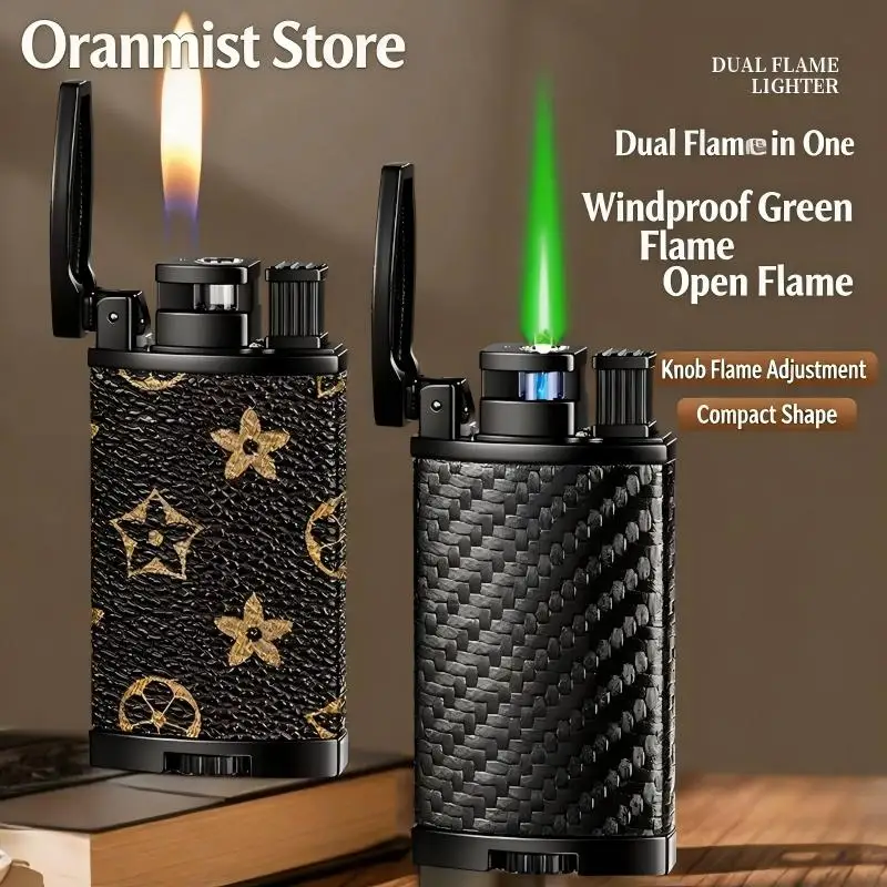 Novel Unique Premium Luxury Metal Butane Gas Lighters Cool Stylish Dual Flame Switch Lighter Men's Gift Smoking Accessories Tool