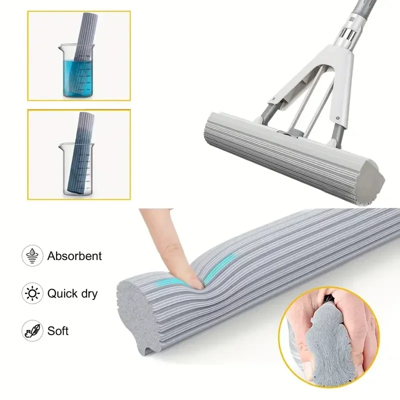 

1Set, Absorbent Floor Cleaning Mop,Dust Removal Sponge Mop for Kitchen Bathroom Tile Hardwood, Cleaning Supplies, Cleaning Tool