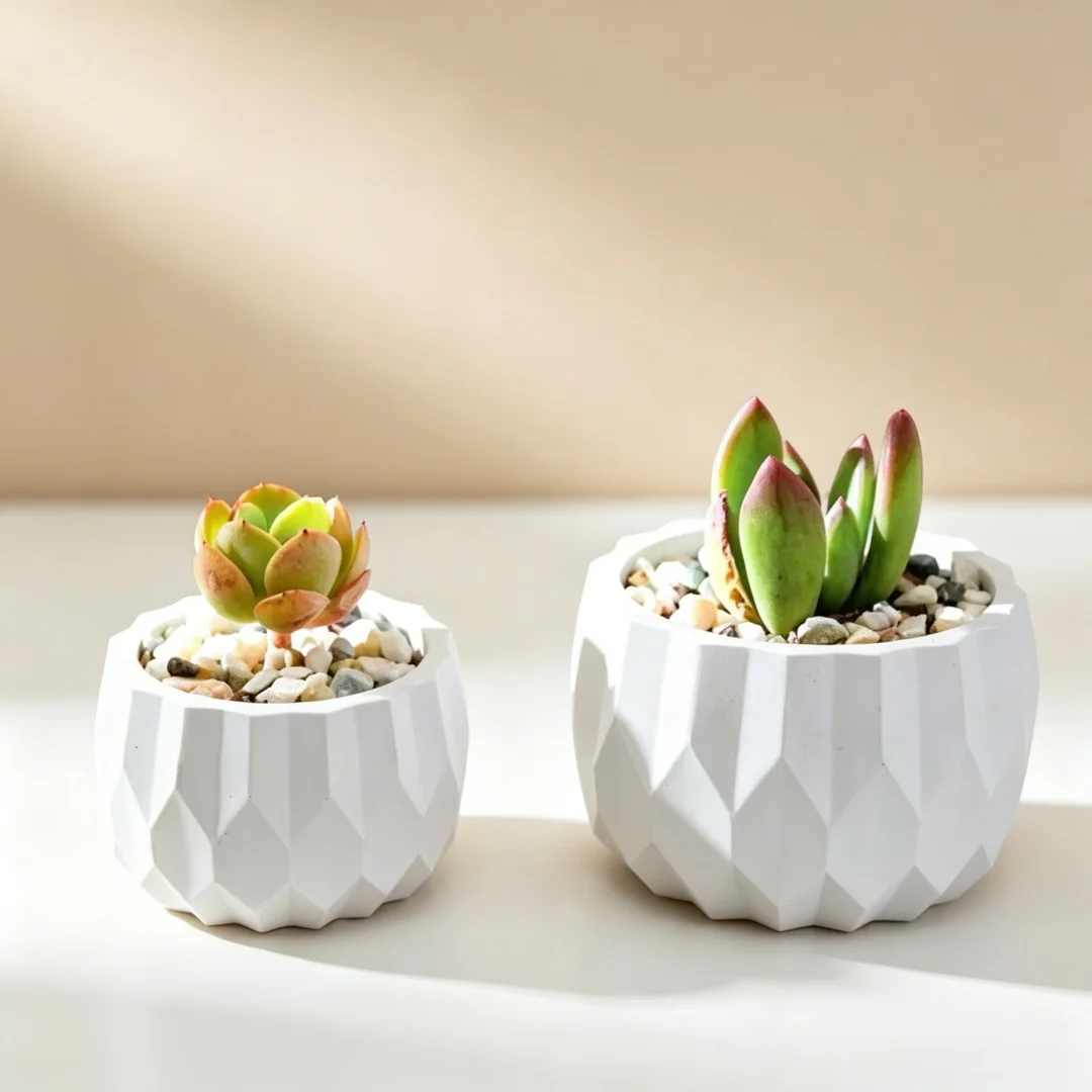 Geometric Round Flower Pot Silicone Mold Handmade Concrete Cement Succulent Plants Pot Gypsum Resin Flowerpot Mold