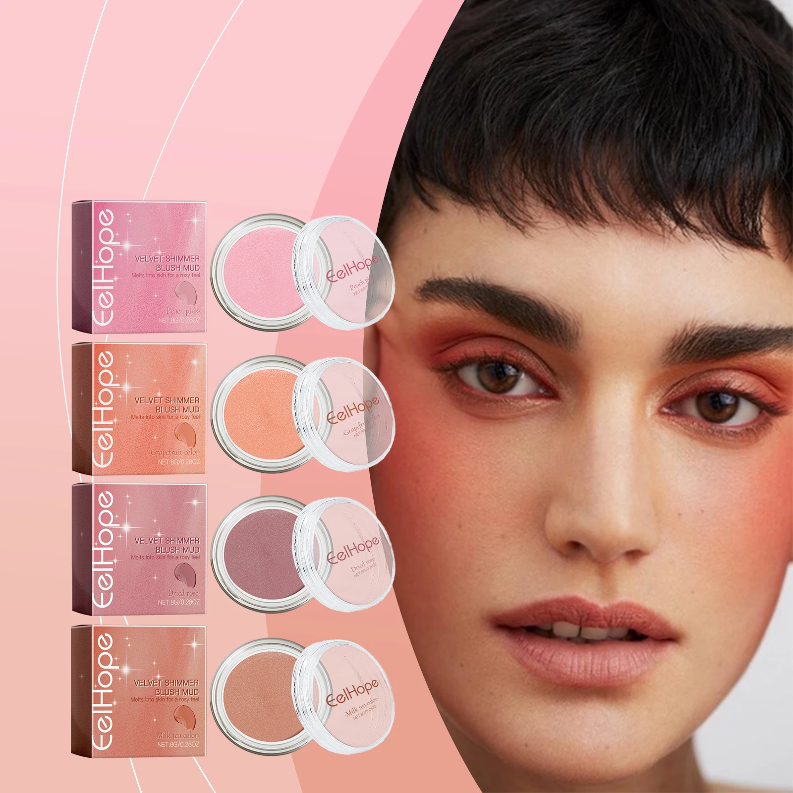 Velvet Shimmer Cream Blush Natural Radiant Cheek Color Glowing Skin Face Makeup With Hyaluronic Acid Lightweight Buildable Blusher Long Lasting Hydrating Dried Rose Tint For Daily Use