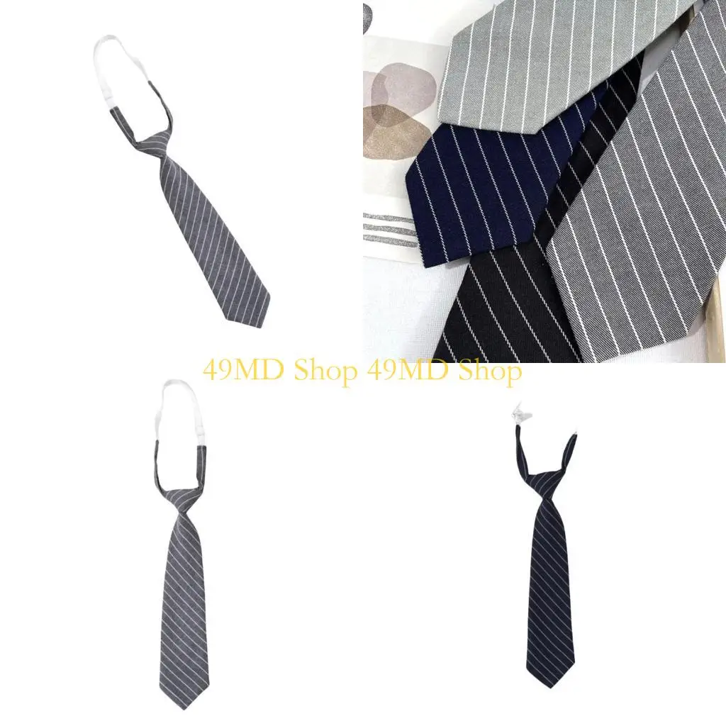 49md-jk-制服黒ネクタイ取り外し可能な縞模様の襟日本制服アクセサリー