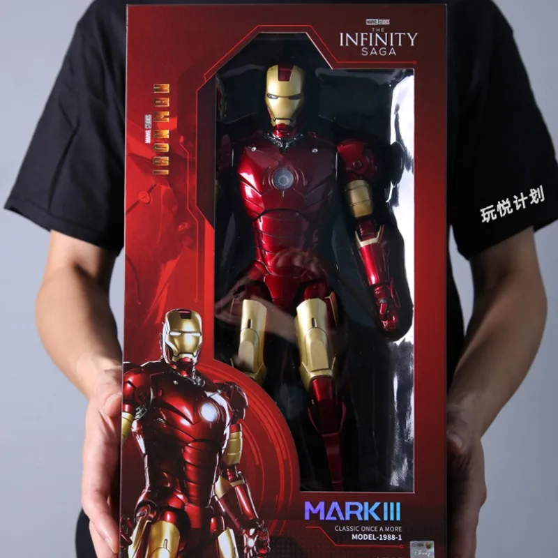 Zd 1/5 Iron Man 36cm Mk3 Original Marvel Legends Led Lighting 10th Anniversary Memorial Collect Replica Man Christmas Gift Toy