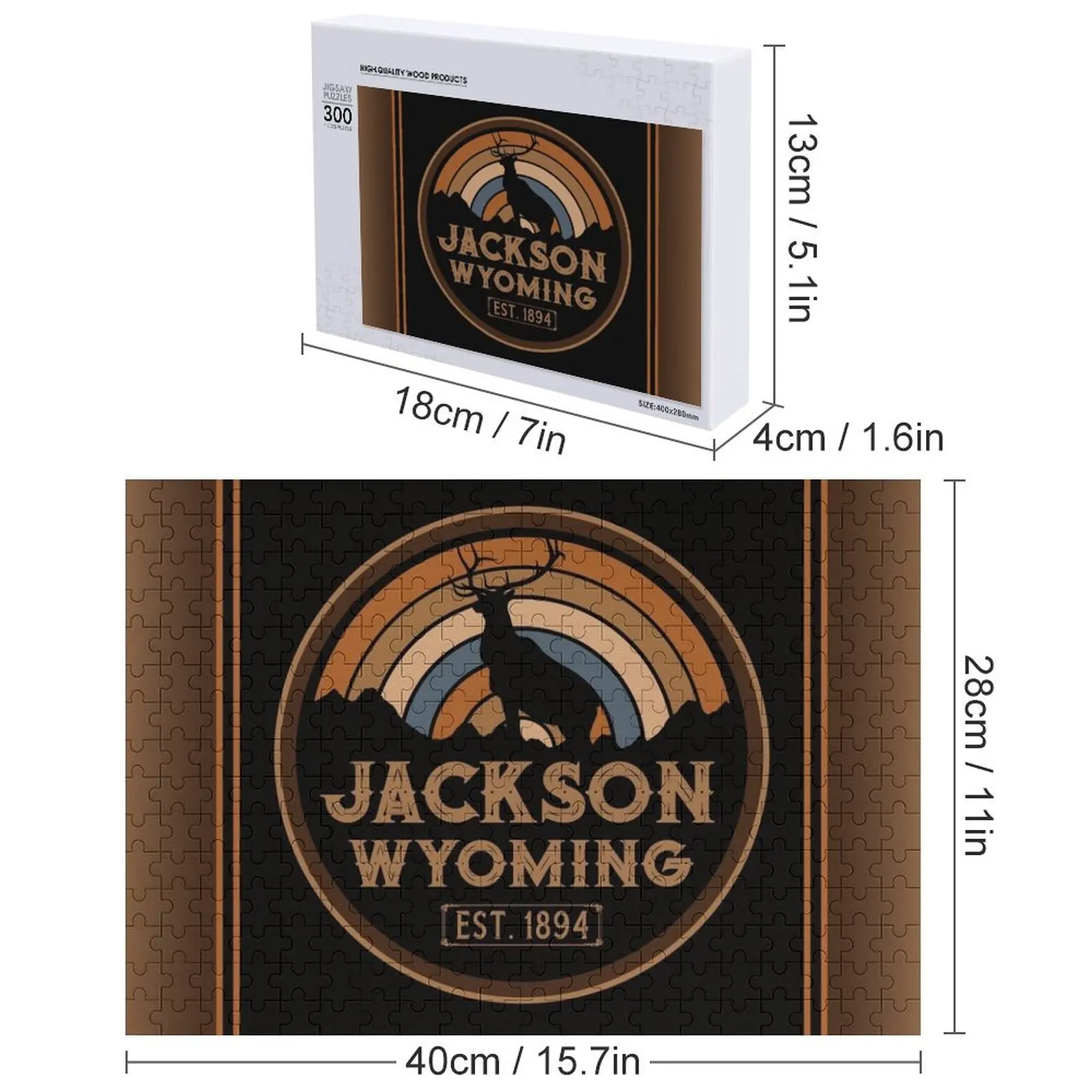 잭슨 와이오밍 레트로 와일드 웨스트 카우보이 직소 퍼즐 나무 이름 맞춤형 아기 장난감 퍼즐