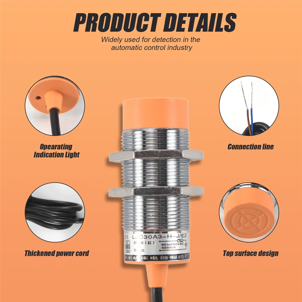 B58A LJC30A3-H-J/EZ AC 90-250V NO 2-wire Capacitance Proximity Sensor Switch Detector 0-20mm