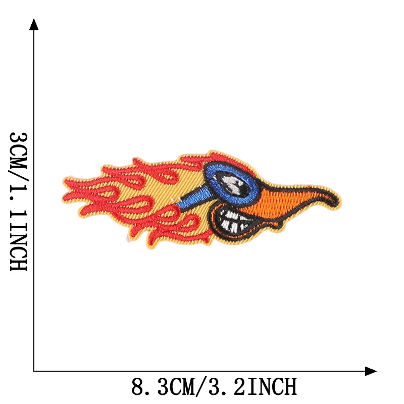 Patch Thermo collant Rock Punk Feuer Blitz Schädel für Kleidung Eisen auf Puffer Jacke Designer gestickte Nähen Abzeichen Rucksack a – Detail 5