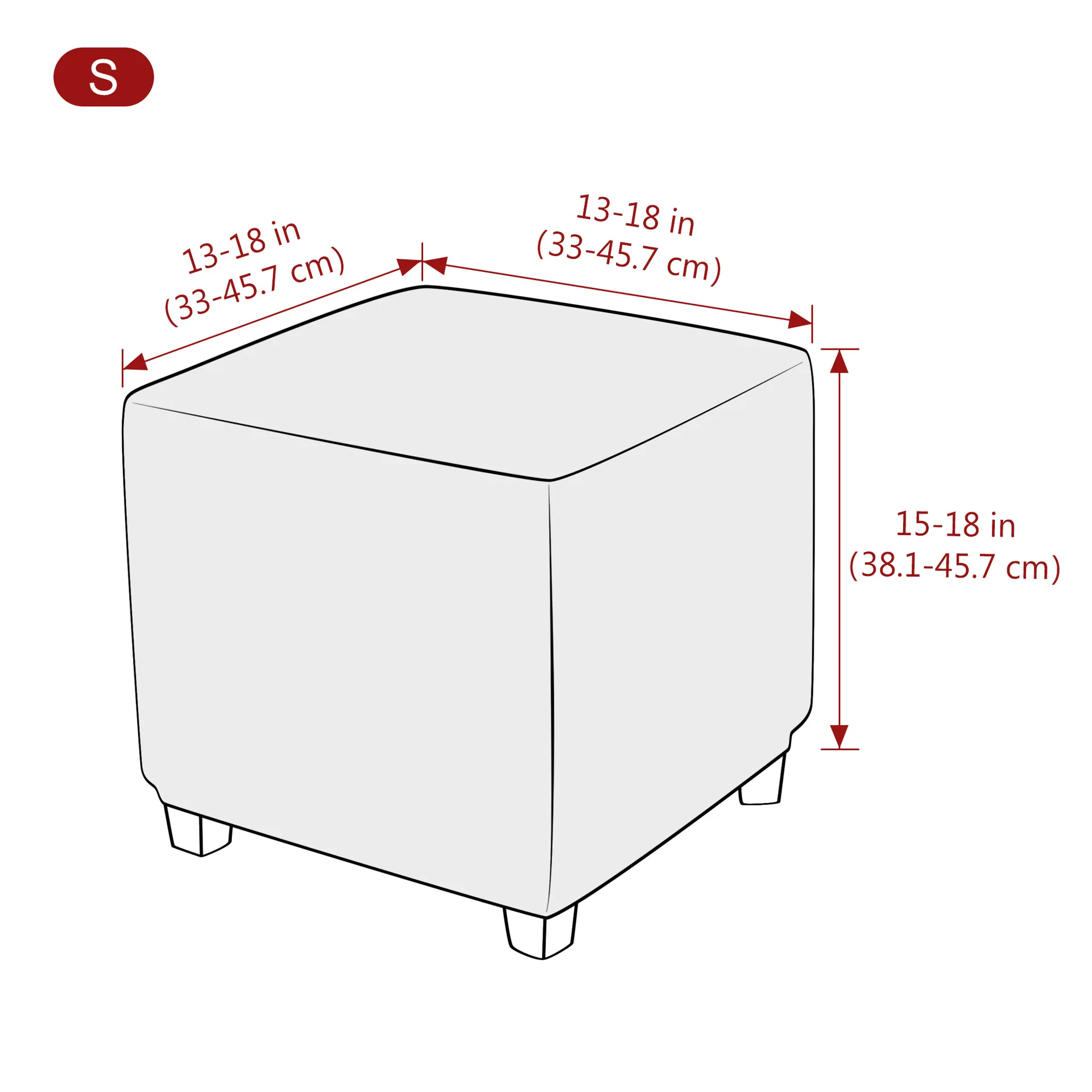 Stretch Ottoman Slipcover Stool Cover T-shape Jacquard