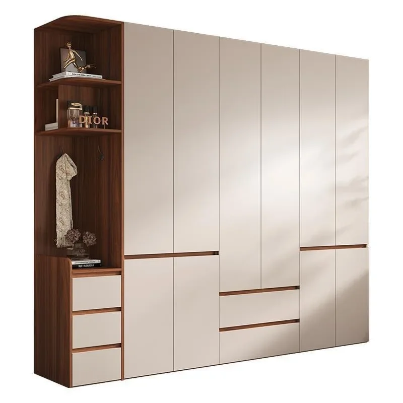 Durable one door to top wardrobe modern simple solid wood multi-layer board finished storage skin feeling three or four large