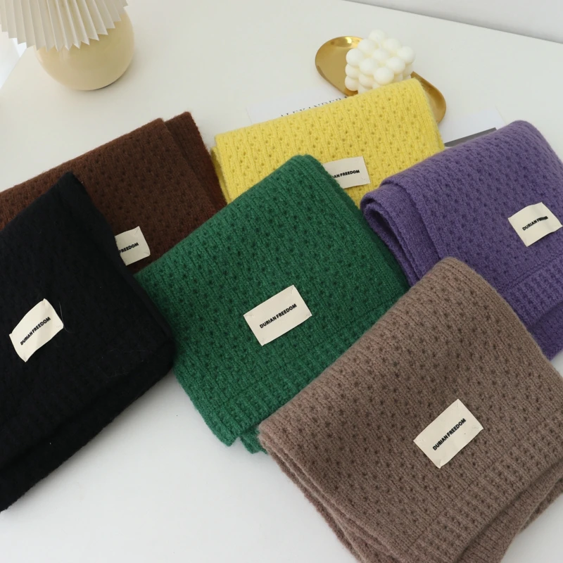 Very Soft Pure Color Knitted Scarves Women Winter Thicken Warm Soft Pashmina Shawls Wraps Female Knitted Long Scarf For Women