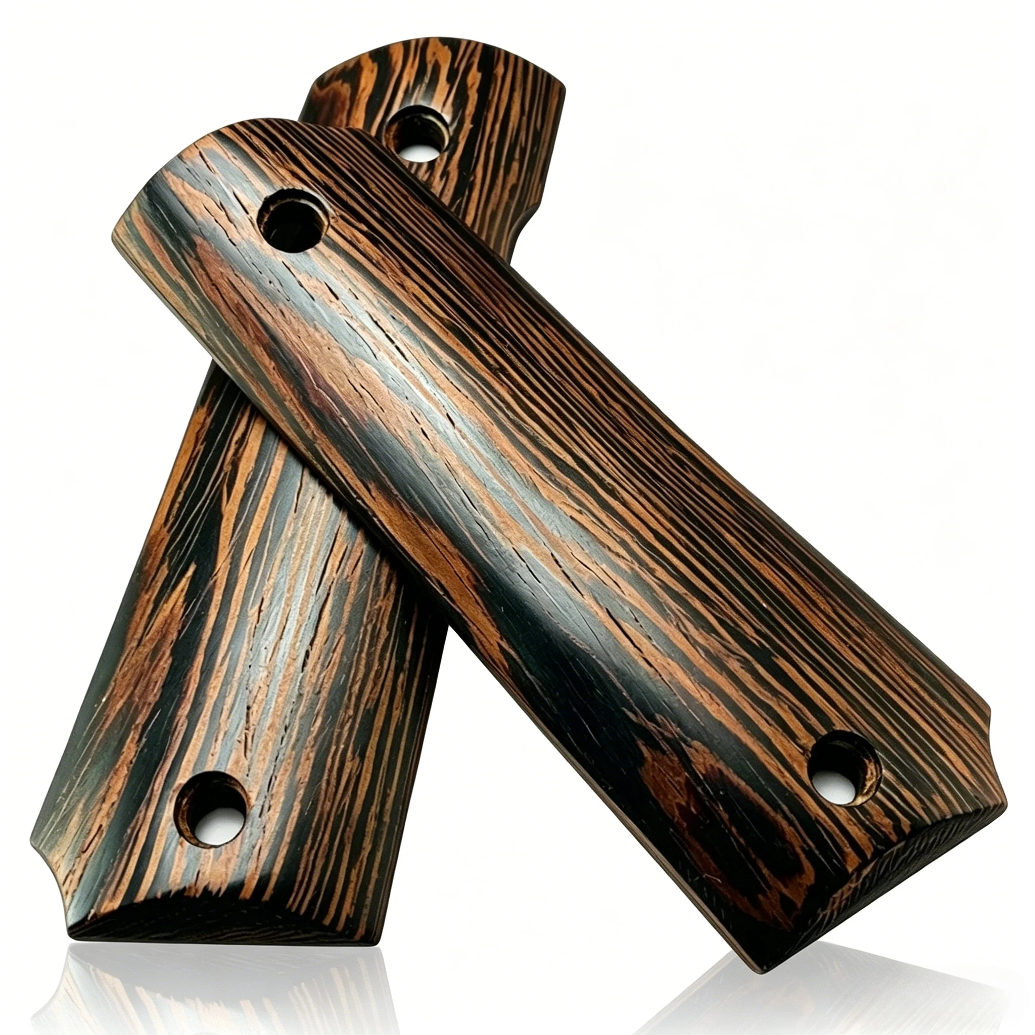 1 Pair Anti-Slip Wenge Wood Handle Panels CNC Machined Reinforced Grips for 1911