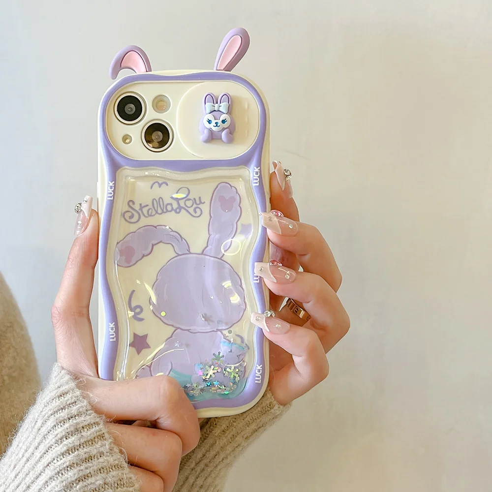 3D Disney StellaLou LinaBell Quicksand Phone Case for IPhone 15 14 13 12 11 Pro Max Plus Silicone Anti-fall Back Cover