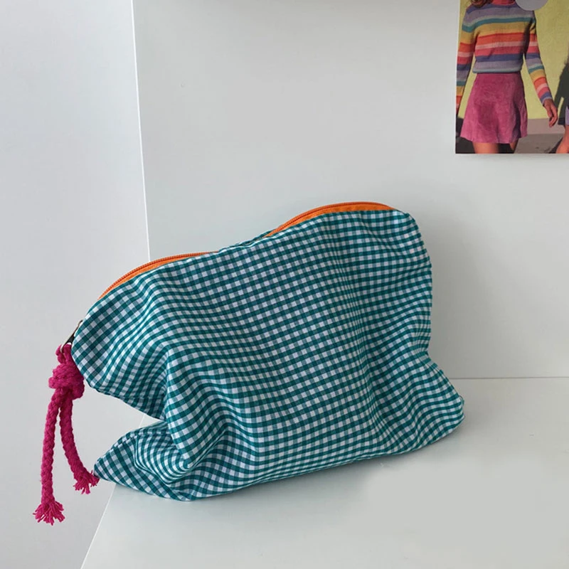 Rits Make-Up Tas Grote Capaciteit Plaid Make-Up Tas Voor Vrouwen Draagbare Make-Up Tas Waszak Meisje Opbergtas Tas Hot Sale