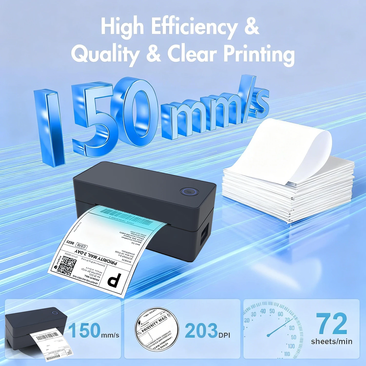 Термопринтер Bluetooth 4 × 6 Принтер транспортных этикеток для малого бизнеса, настольные трансмические принтеры этикеток для упаковки доставки