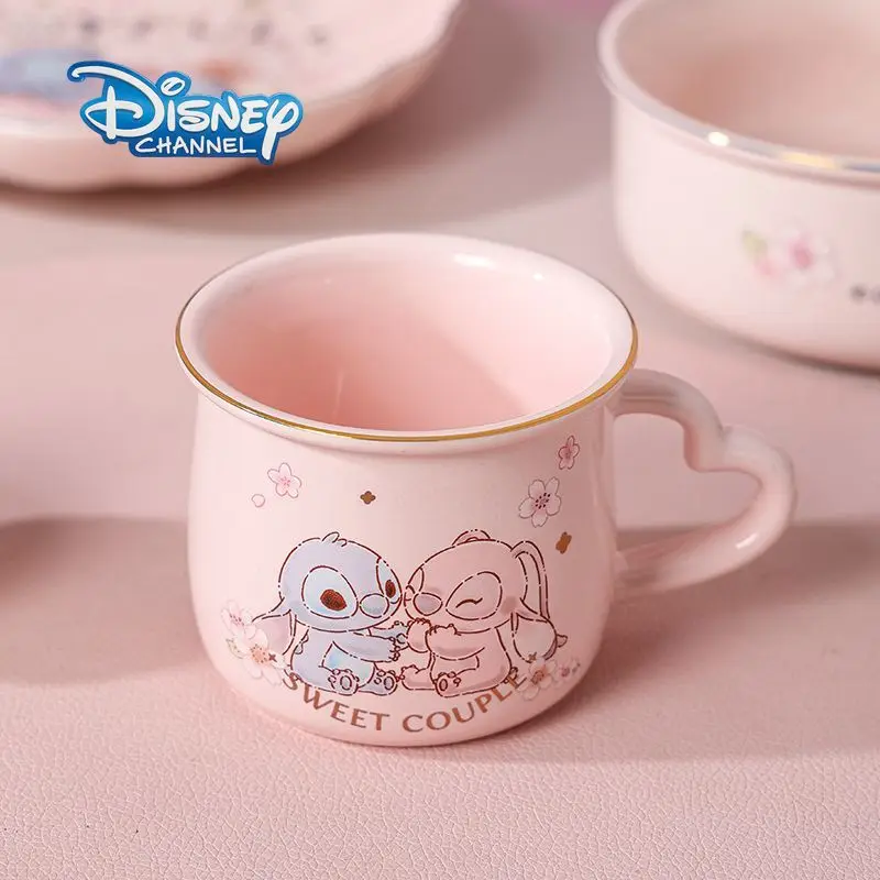 

Disney Stitch cartoon ceramic mug love handle household light luxury anti-scald ceramic bowl children's tableware bowl