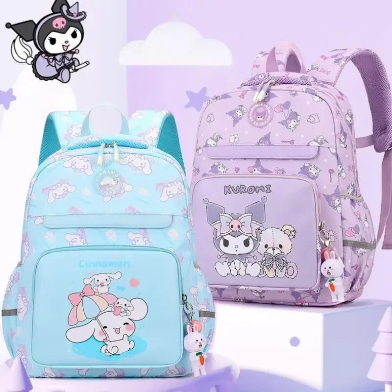 حقيبة ظهر جديدة للأطفال من Hello Kittys حقيبة مدرسية ذات سعة كبيرة للطالبات من Kuromi مطبوع عليها رسوم كرتونية Kawaii قابلة للتنفس
